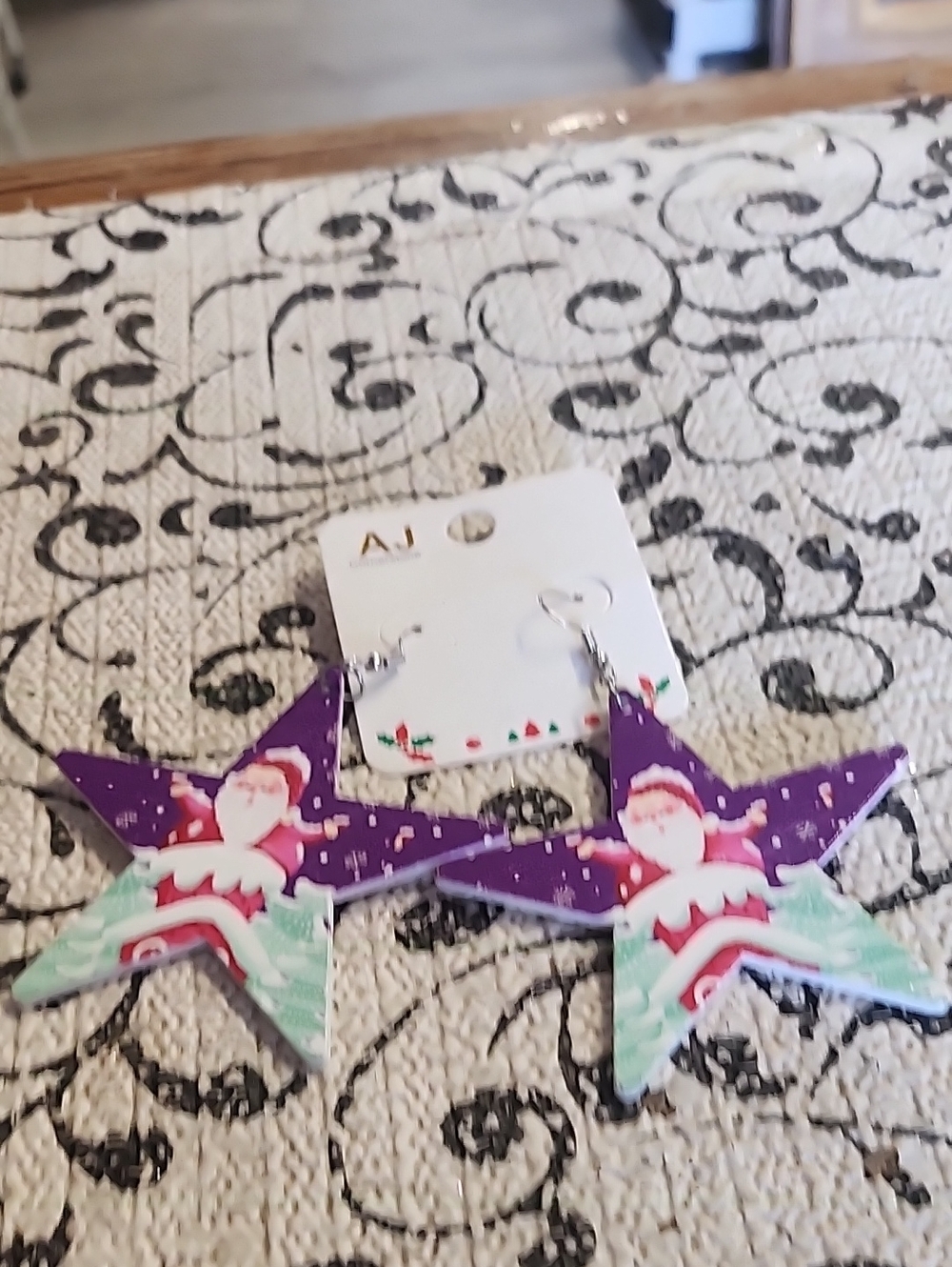 AJ  Purple Star Santa Drop Earrings